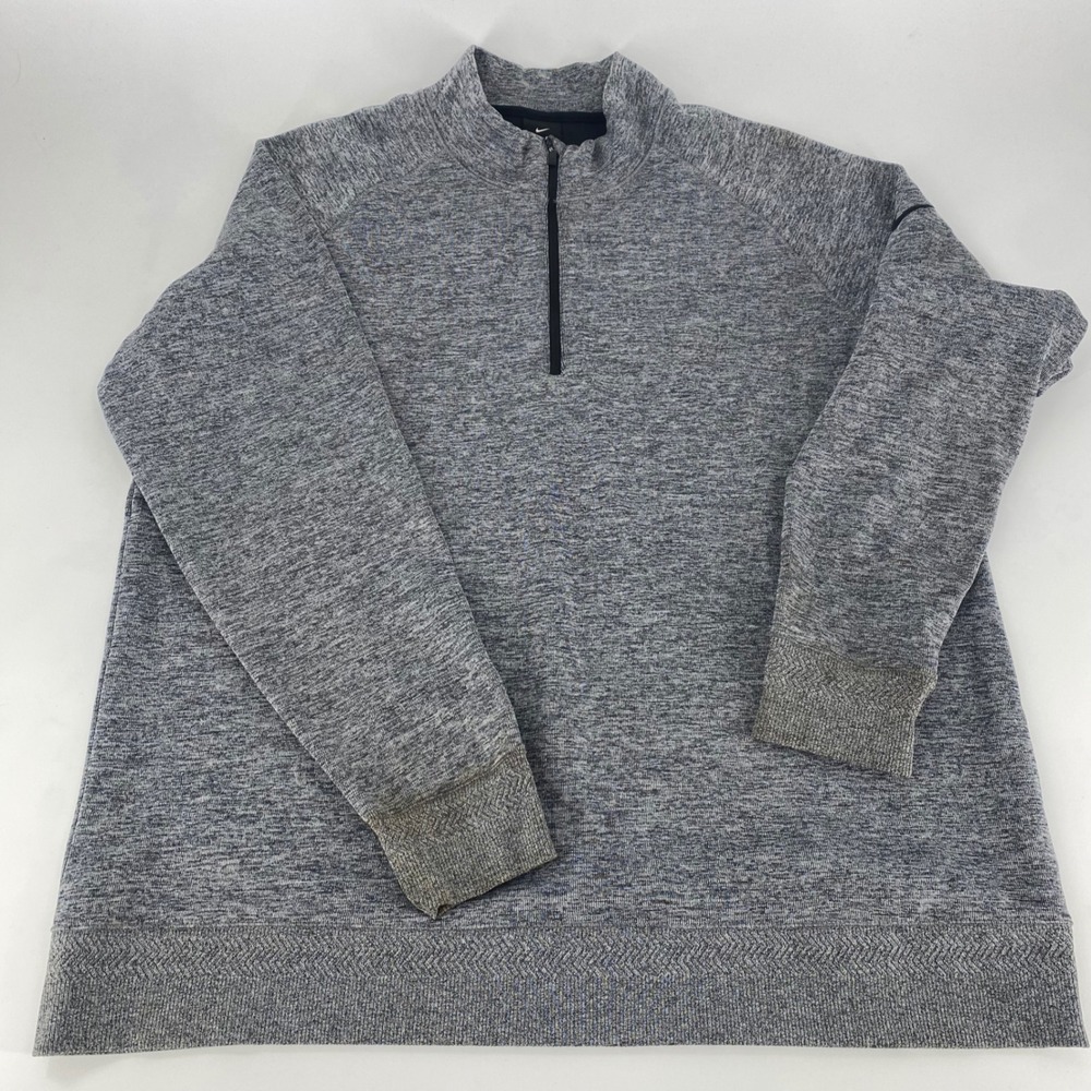 Nike Dri Fit Mens Pullover 1/4 Zip Sweatshirt Heather Gray Standard Fit XL